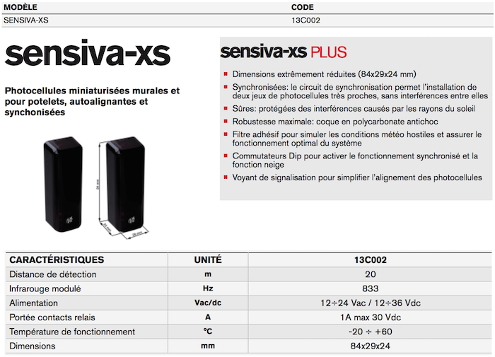 V2 Sensiva-XS réf. 13C002