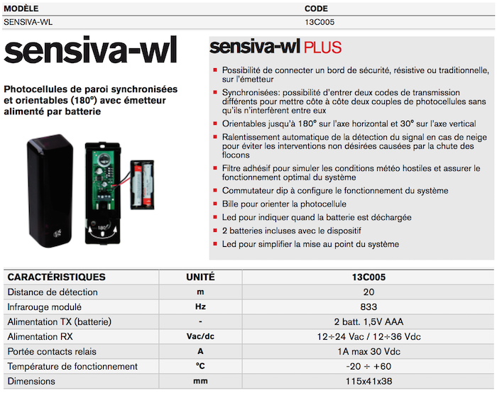 V2 Sensiva-WL réf. 13C005