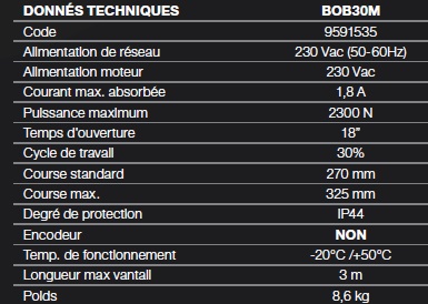 KBOB30M-Beninca-Donn%C3%A9es-techniques.