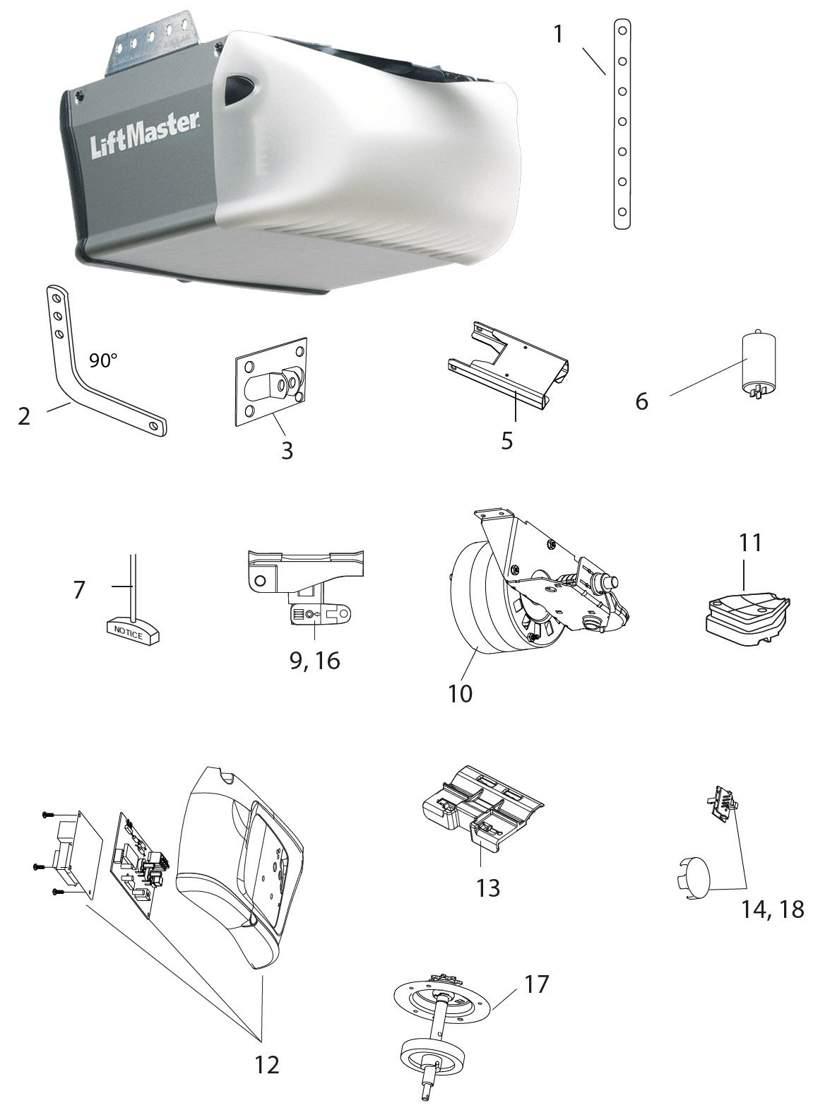 Pièces détachées pour motorisation LIFTMASTER 5580/TX/KTX