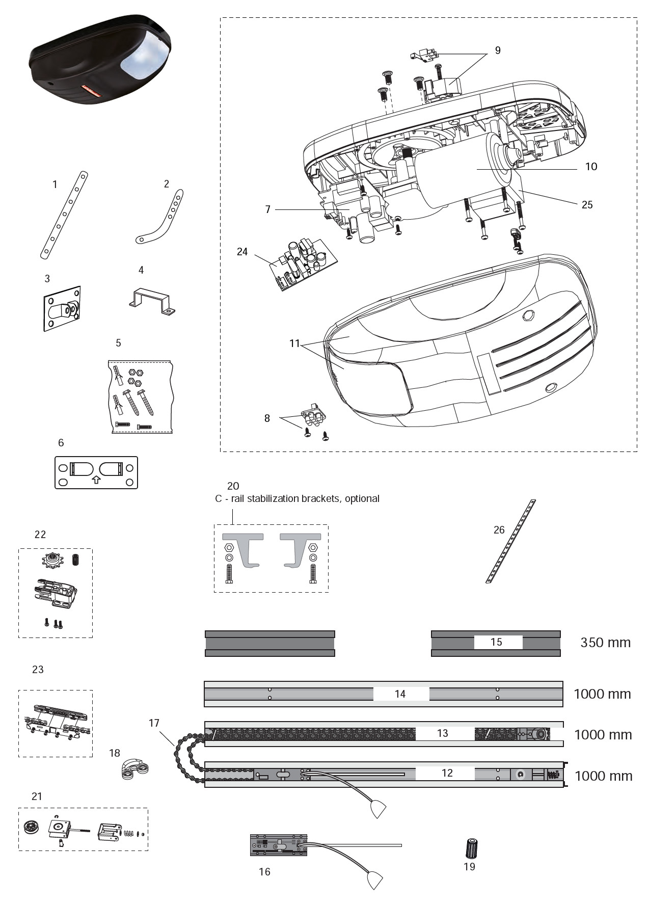 Pièces détachées pour motorisation LIFTMASTER LM50K/EV