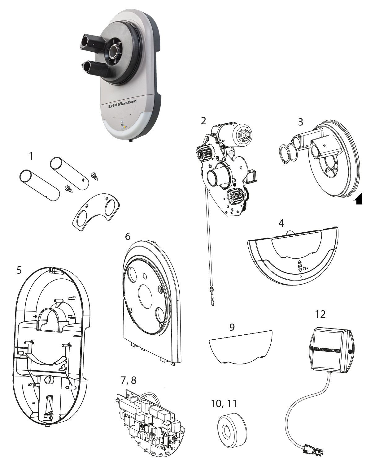 Pièces détachées pour motorisation LIFTMASTER LM650EVGB LM850EVGBSA LM950EVGBSA