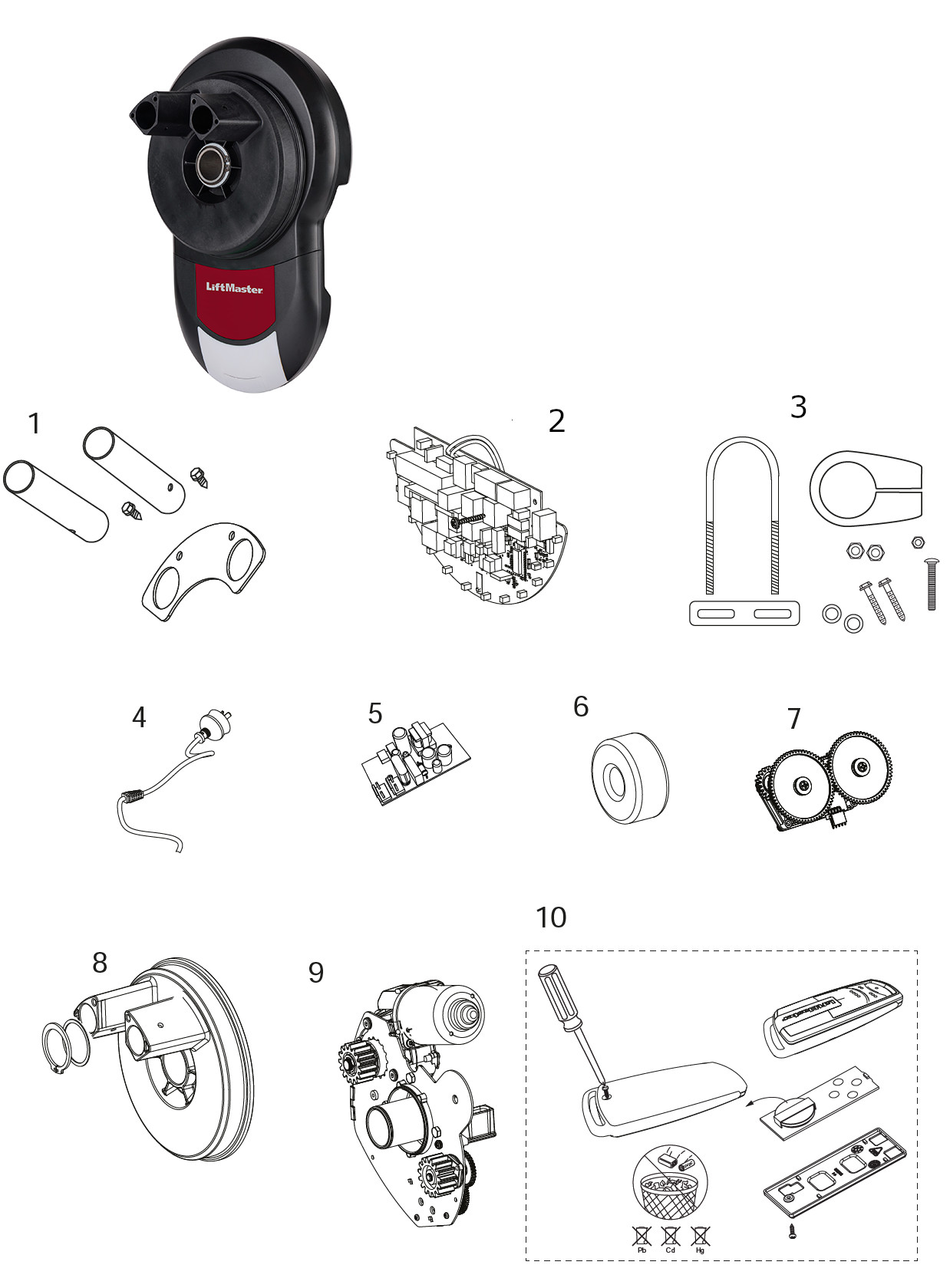 Pièces détachées pour motorisation LIFTMASTER LM750EVGB